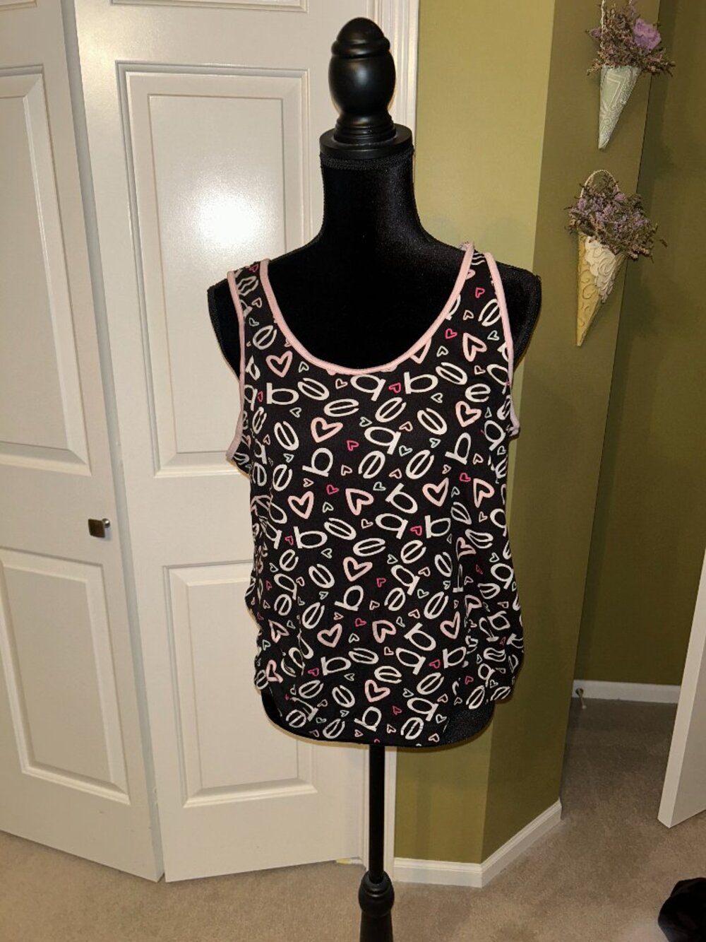 Black Bebe Pajama Tank Top